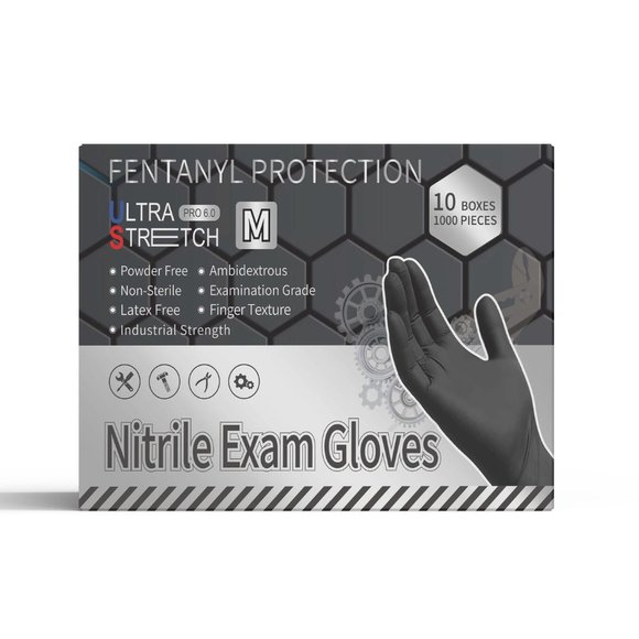 UltraStretch Nitrile Exam Gloves, Black Color, 1000 pc - Picture 5 of 11